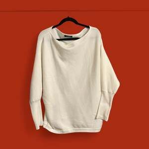 Asymmetric Draped Boat Neck Batwing Sleeve Slouchy Knit Pullover Sweater